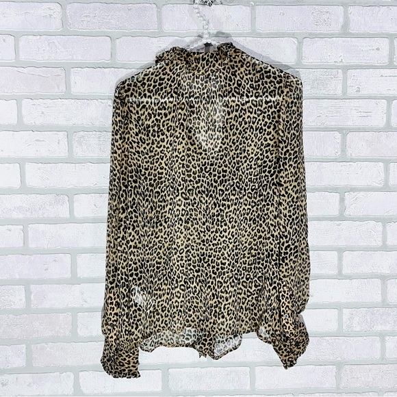 J. Crew Ruffle Button Down Leopard Print Crinkle Chiffon Blouse Size 0 - Picture 12 of 12